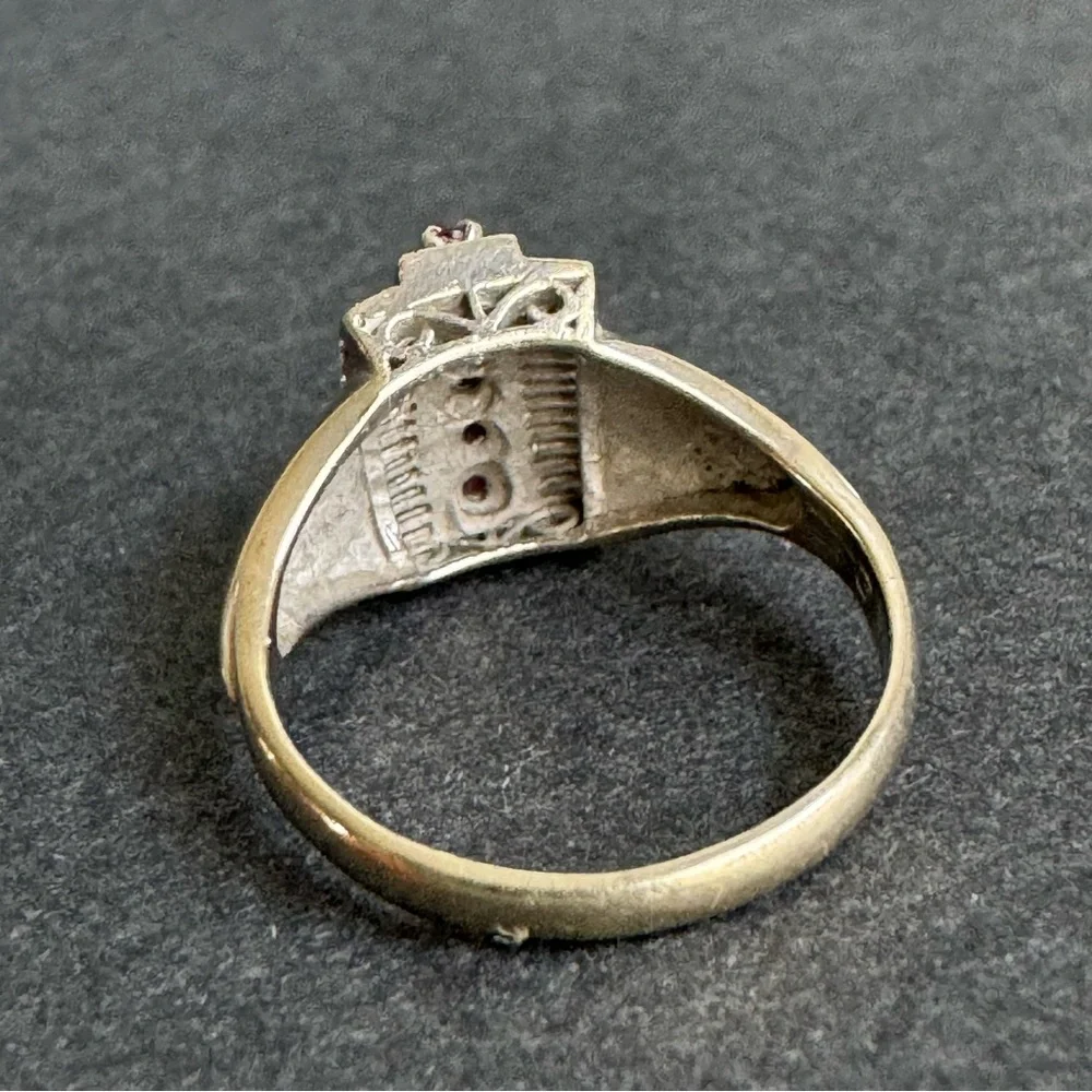 Vintage 14k White Gold Ruby Ring‎ Art Deco MCM Real Gold Size 5